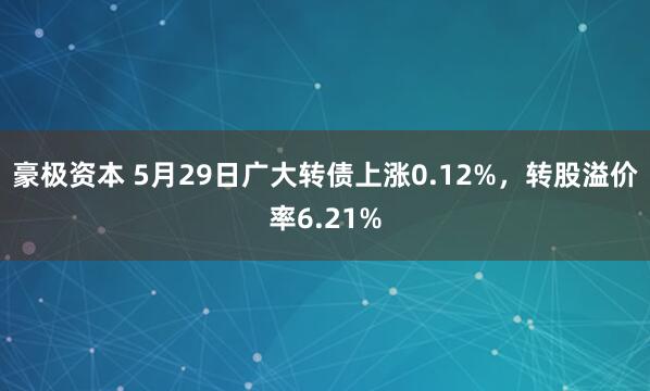 豪极资本 5月29日广大转债上涨0.12%，转股溢价率6.21%